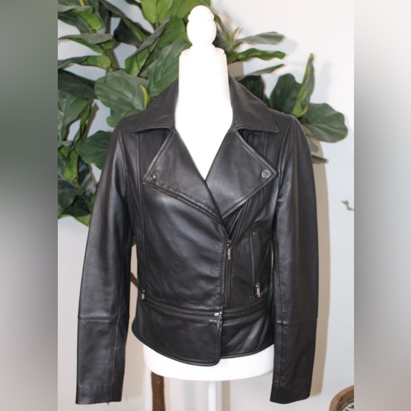 Ted Baker London Jackets & Blazers - Ted Baker Black Yaswin 100% Ovine Leather Biker Jacket